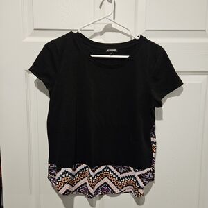 Express Black and Multicolor Women's Top